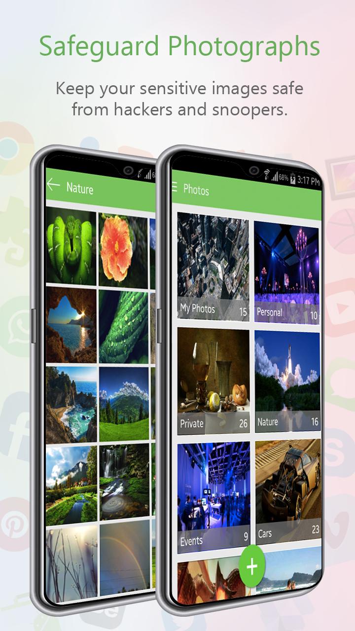 Official App Lock & Gallery Vault interface screenshot: protected photo collections